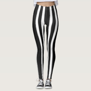 Black & White Vertical Stripe Paint Brush Leggings