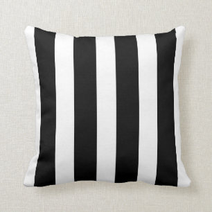 Black & White Vertical Striped Chic Throw Pillow