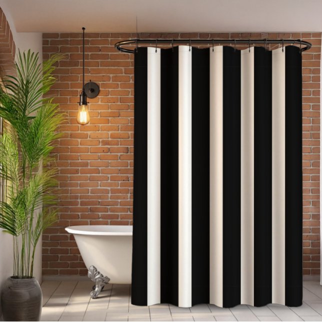 Black & white vertical stripes pattern shower curtain (Creator Uploaded)