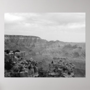 Black & White View Across the Grand Canyon 16x20 Poster