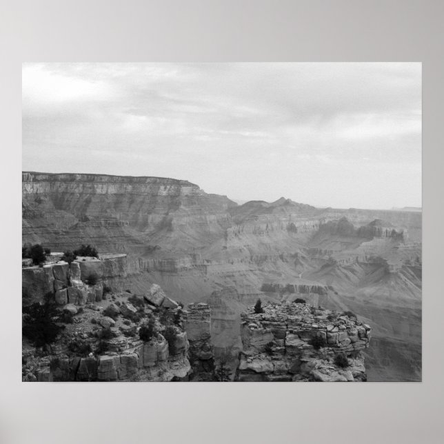 Black & White View Across the Grand Canyon 16x20 Poster (Front)