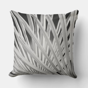 Black & White view of palm tree fronds Cushion