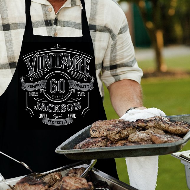 Black & White Vintage Aged To Perfection Birthday Apron (Black & White Vintage Aged To Perfection Birthday Apron)