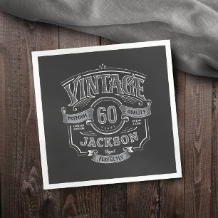 Black & White Vintage Aged To Perfection Birthday Napkin