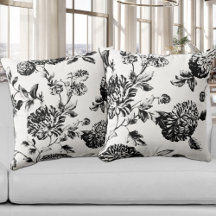 Black & White Vintage Botanical Floral Toile No.2