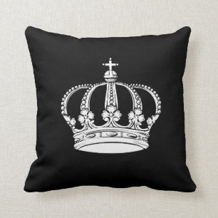Black White Vintage Crown Cushion