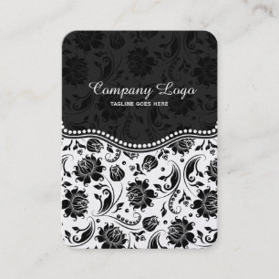 Black & White Vintage Damasks Pattern-Customised Business Card