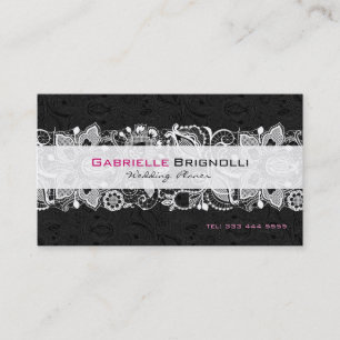 Black & White Vintage Floral Lace Business Card