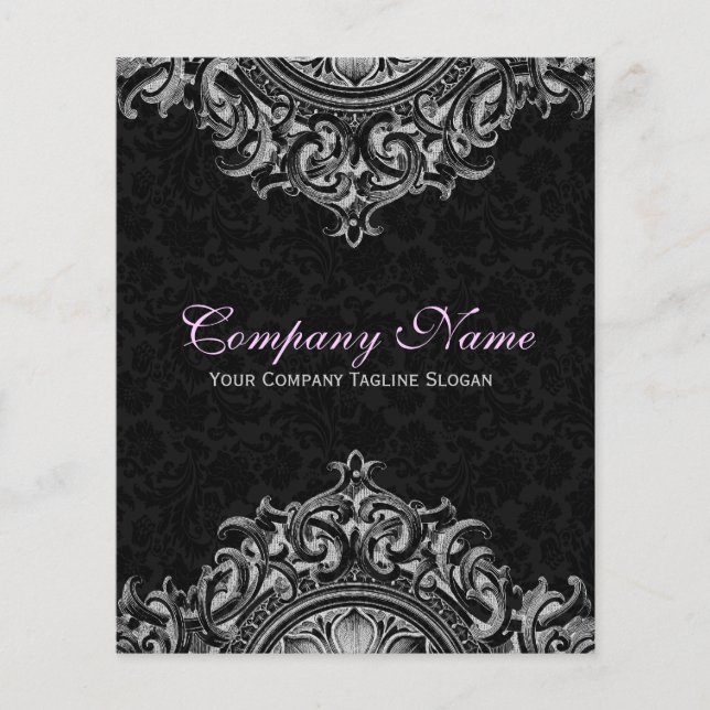 Black & White Vintage Floral Ornament Flyer (Front)