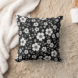 Black White Vintage Floral Seamless Pattern (1) Cushion