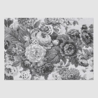 Black & White Vintage Floral Toile No.3A Tissue Paper