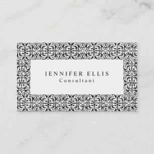 Black White Vintage Flower Pattern Original Business Card