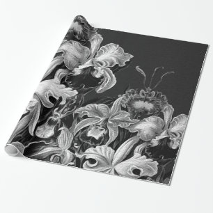 Black&White Vintage Flowers Wrapping Paper