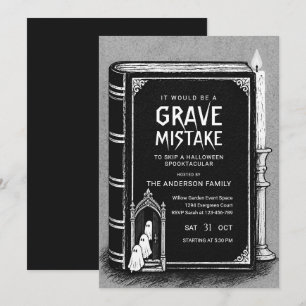 Black White Vintage Halloween Invitation