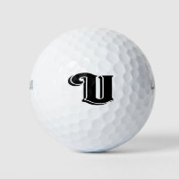 Black White Vintage Letter U Monogrammed
