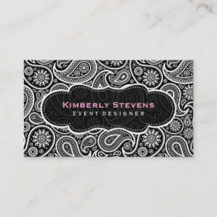 Black & White Vintage Paisley Pattern Business Card