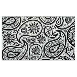 Black & White Vintage Paisley Pattern Fabric