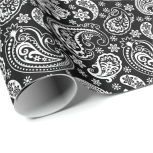 Black & White Vintage Paisley Wrapping Paper