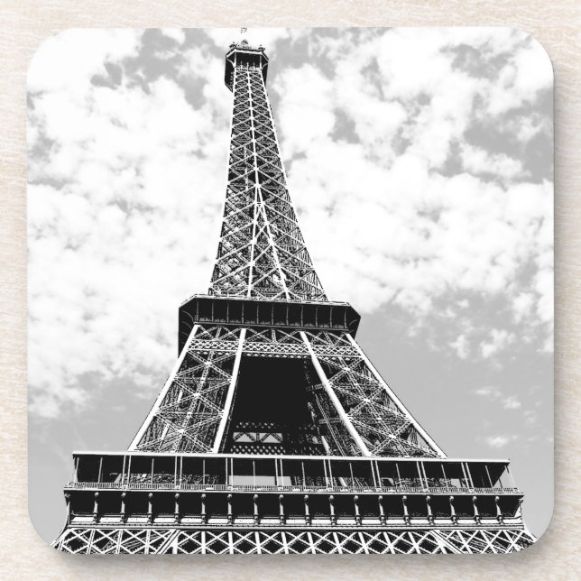 Black & White Vintage Paris Eiffel Tower Coaster (Front)