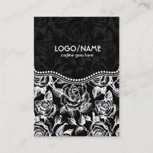Black & White Vintage Roses Pattern-Customised Business Card
