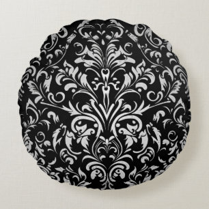 Black white vintage round cushion