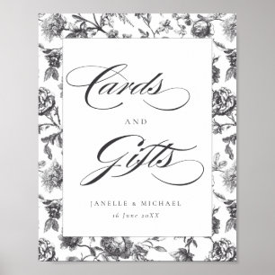 Black & White Vintage Toile Cards & Gifts Wedding Poster