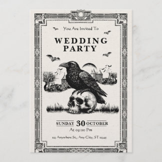 Black & White Vintage Wedding Party Invitation