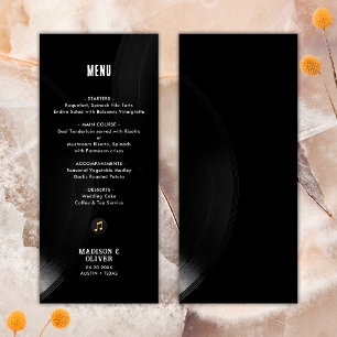 Black White Vinyl Record Wedding Customisable Menu