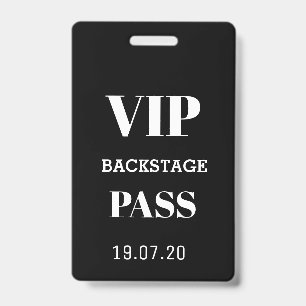 Black White VIP Backstage All Access Pass Concert ID Badge