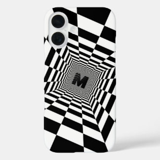 Black & White Visual Illusion, Monogram or Initial iPhone 16 Case