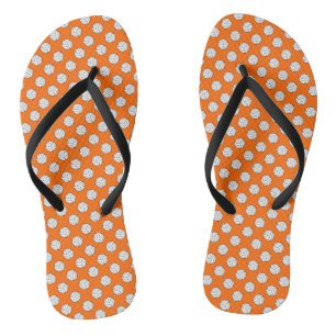 Black White Volleyball Balls on Orange Thongs