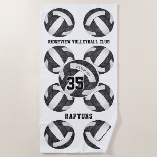 black white volleyball club colours girls name  beach towel