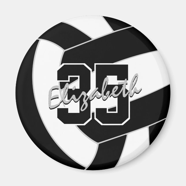black white volleyball team colours gifts magnet (Front)