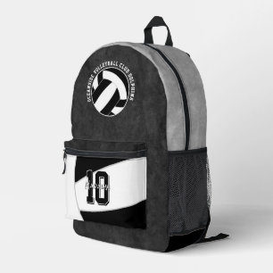 black white volleyball team colours team name printed backpack