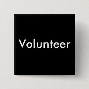 Black White Volunteer 15 Cm Square Badge