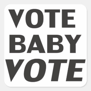 black & white "vote baby vote" square sticker
