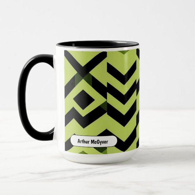 Black White Wasabi Geometric Sharp Art Mug (Left)