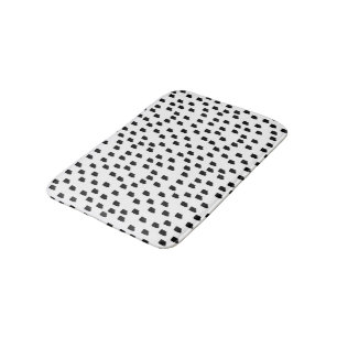 Black & White Watercolor Brushstroke Bath Mat