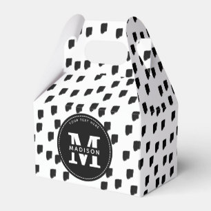 Black & White Watercolor Brushstroke Monogram Favour Box
