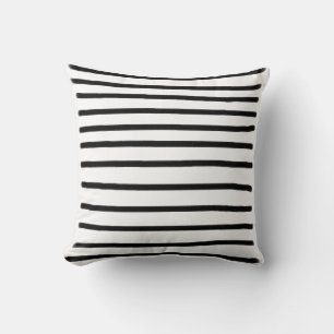 Black & White Watercolor Hand Drawn Lines Cushion