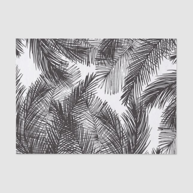 Black white watercolor hand painted palm trees tissue paper (Front)