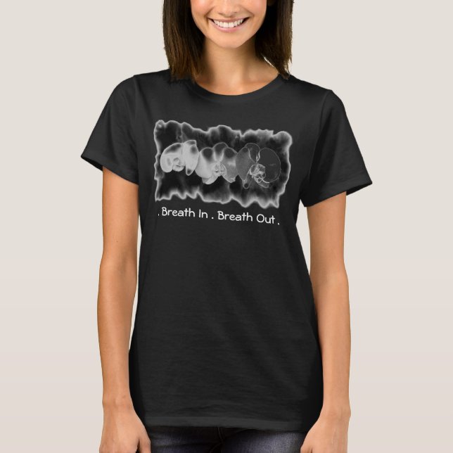 Black, white watercolor orchids, just breathe T-Shirt (Front)