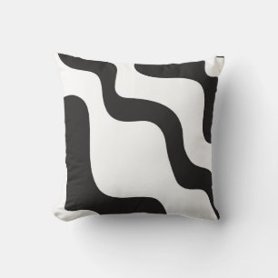 Black & White Wave Abstract Modern Art Chic Cushion