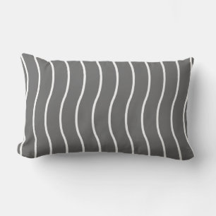 Black White Wave Pattern Lumbar Pillow