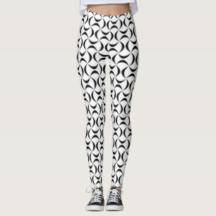 Black & White Waved Pattern Leggings