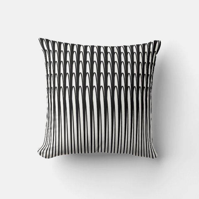 Black White Waves Stripes Abstract Patterns Unique Cushion (Front)