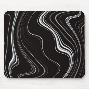 Black & White Wavy Abstraction Mouse Pad