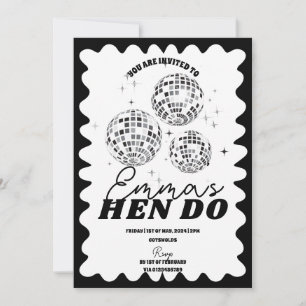 Black White Wavy Bachelorette Party Hen Itinerary Invitation
