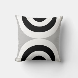 Black & White Wavy Lines on Grey Throw Pillow