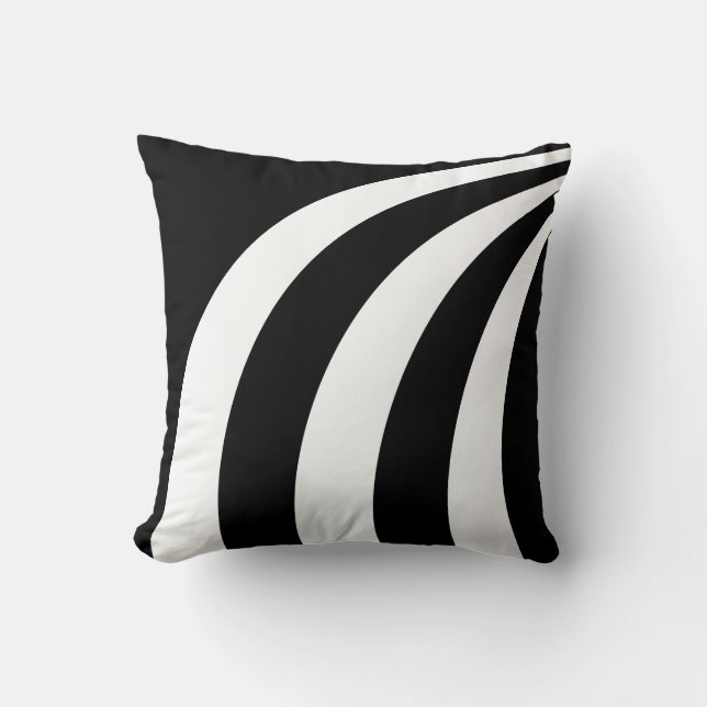 Black & White Wavy Lines Throw Pillow (Front)